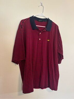 Masters Red & Black Striped Polo Shirt